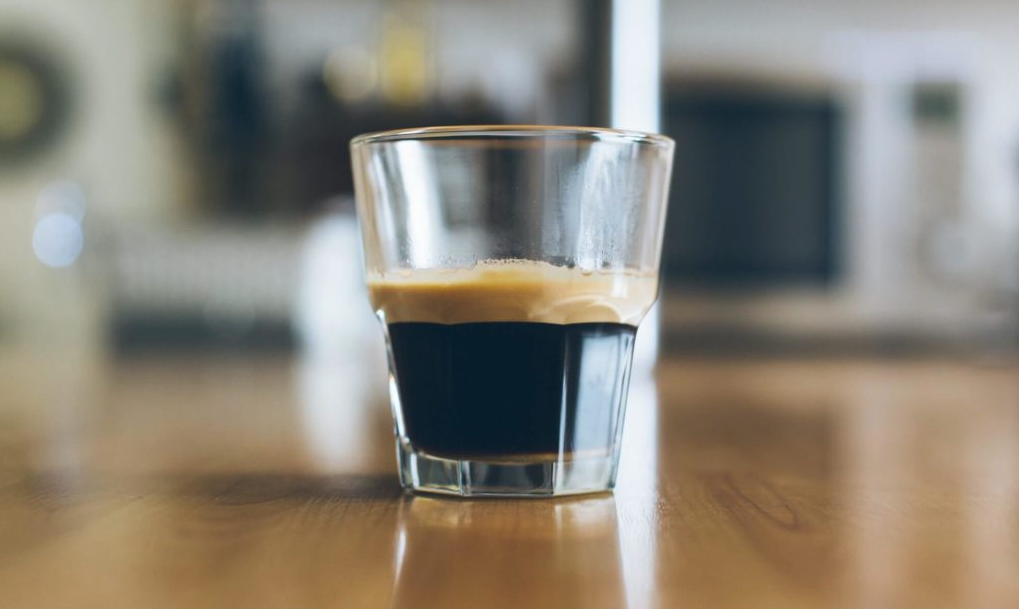 glass of espresso on a baar